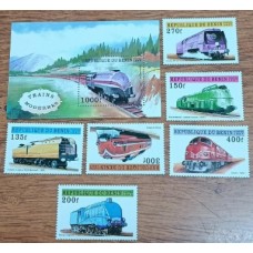 Benin - Bloco Nº965 + 6 Selos  Nº959/64 - "Trens" - Ano 1997 - Novo