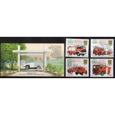 Tuvalu - Carros de Bombeiros - 1 Bloco + 4 Selos