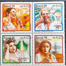 C-2072 / 2075 (conjunto) - "Upaep 98 Mulheres" - Elis Regina, Clementina de Jesus, Dulcina de Moraes, Clarisse Lispector - 1998
