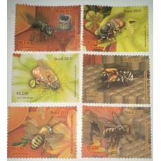C-3451/3456 (Selos destacados do Bloco 185) - Abelhas Brasileiras Meliponas - Ano 2015 - Novo