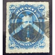 Império - Dom Pedro II - Nº32 - 50 Réis - Carimbado