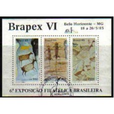 Bloco 069 - ANO 1985 - Pinturas Rupestres BRAPEX VI -CARIMBADO