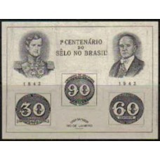 Bloco B 08 - Ano 1943 - Centenário do Selo Brasileiro - Novo