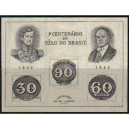 Bloco B 08 - Ano 1943 - Centenário do Selo Brasileiro - Novo
