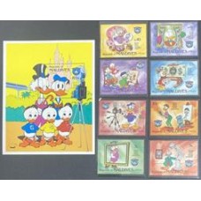 Disney - Maldivas - Y 968/75 + Bloco 98 Disney - Maldivas - Y 968/75 + Bloco 98