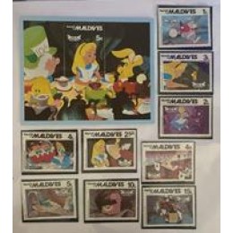 Disney - Maldivas - Y 835/43 + Bloco 70