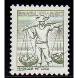 RHM 582 - Tipos e Profissões Nacionais Papel Couchê Sem Filigrana - Fosforescente - vendedor de coco - sem carimbo RHM 582 - Tipos e Profissões Nacionais Papel Couchê Sem Filigrana - Fosforescente - vendedor de coco - sem carimbo
