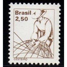 RHM 593 - Tipos e Profissões Nacionais Papel Couchê  Sem Filigrana - Fosforescente - cesteiro - sem carimbo    