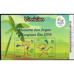 Bloco B 187 - Ano 2015 - VINICIUS - Mascote dos Jogos Olímpicos - Novo Bloco B 187 - Ano 2015 - VINICIUS - Mascote dos Jogos Olímpicos - Novo