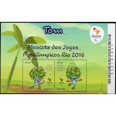 Bloco B 188 - Ano 2015 - TOM - Mascote dos Jogos Paralímpicos Rio 2016 -  Novo