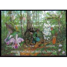 Bloco 088 - ANO 1991 - Preservação da Mata Atlântica - Beija - Flores - CARIMBADO