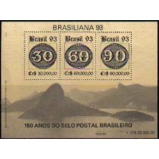 Bloco B 95 - Ano 1993 - 150 Anos do Selo Postal Brasileiro - Novo
