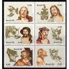 C-1177/1182 ( conjunto) - Arte Brasileira - Homenagem ao Aleijadinho - Esculturas em Madeira - Ano 1980