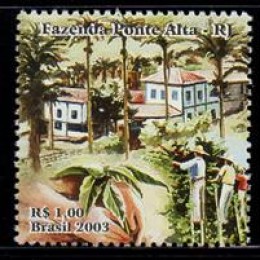 C-2511 (selo do bloco B 130) - Fazendas Históricas de Café - Fazenda Pau D'Alho e Fazenda Ponte Alta - 2003 C-2511 (selo do bloco B 130) - Fazendas Históricas de Café - Fazenda Pau D'Alho e Fazenda Ponte Alta - 2003