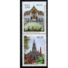 C-2781 / 2782 (conjunto) - Relações Diplomáticas: Tailândia- Bromélias da Mata Atlântica, Orquídea e Arquitetura - 2009