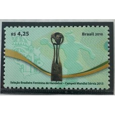 C-3594 (Selos do Bloco B 191) Seleção Brasileira Feminina de Handebol - Campeã Mundial Sérvia  - Ano 2016 - Novo