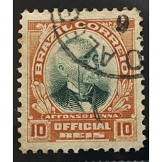 Oficiais O01 - 10 Réis - Afonso Pena - Carimbado