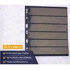 Pacote com 10 Folhas Soltas de Acetato - com 6 Divisões - Tamanho 21,5x28cm