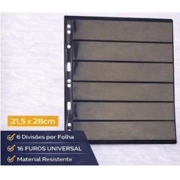 Pacote com 10 Folhas Soltas de Acetato - com 6 Divisões - Tamanho 21,5x28cm