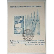 F O 22 - 3ºExposição Fikatélica - 1ºEncontro Panamericano de F. Forças Aéreas - Ano 1965 - Com Carimbo