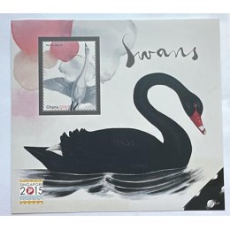 Ghana - Ano 2015 - Pássaros Cisnes - Bloco Ghana - Ano 2015 - Pássaros Cisnes - Bloco